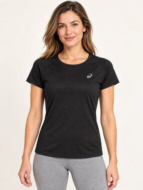 NWT ASICS MotionDry Black Short Sleeve Athletic Tee M
